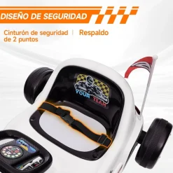 AIYAPLAY Homcom - Kart eléctrico Blanco con luz y música* Vehículos De Batería O A Pedales
