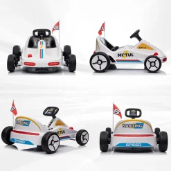 AIYAPLAY Homcom - Kart eléctrico Blanco con luz y música* Vehículos De Batería O A Pedales
