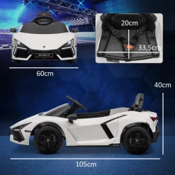 AIYAPLAY Homcom - Lamborghini Revuelto eléctrico Blanco con mando