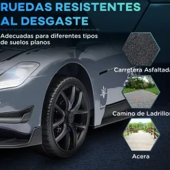 AIYAPLAY Homcom - Maserati GT2 eléctrico Gris con mando* Vehículos De Batería O A Pedales