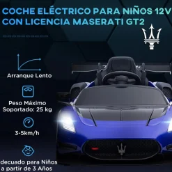 AIYAPLAY Homcom - Maserati GT2 eléctrico Azul con mando