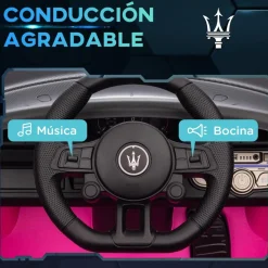 AIYAPLAY Homcom - Maserati GT2 eléctrico Rosa con mando* Vehículos De Batería O A Pedales