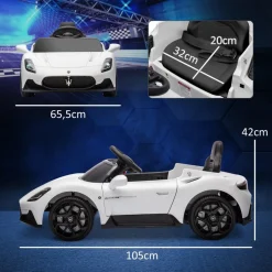 AIYAPLAY Homcom - Maserati MC20 eléctrico Blanco con mando
