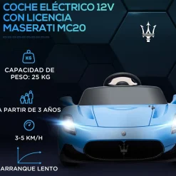 AIYAPLAY Homcom - Maserati MC20 eléctrico Azul con mando