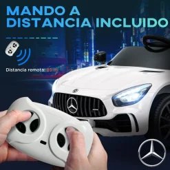 AIYAPLAY Homcom - Mercedes AMG GTR Batería con mando a distancia Blanco* Vehículos De Batería O A Pedales