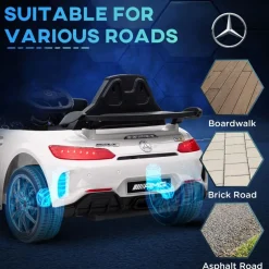 AIYAPLAY Homcom - Mercedes AMG GTR Batería con mando a distancia Blanco* Vehículos De Batería O A Pedales