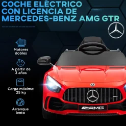 AIYAPLAY Homcom - Mercedes AMG GTR Batería con mando a distancia Rojo* Vehículos De Batería O A Pedales