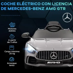 AIYAPLAY Homcom - Mercedes Benz AMG GTR eléctrico Plata con mando* Vehículos De Batería O A Pedales