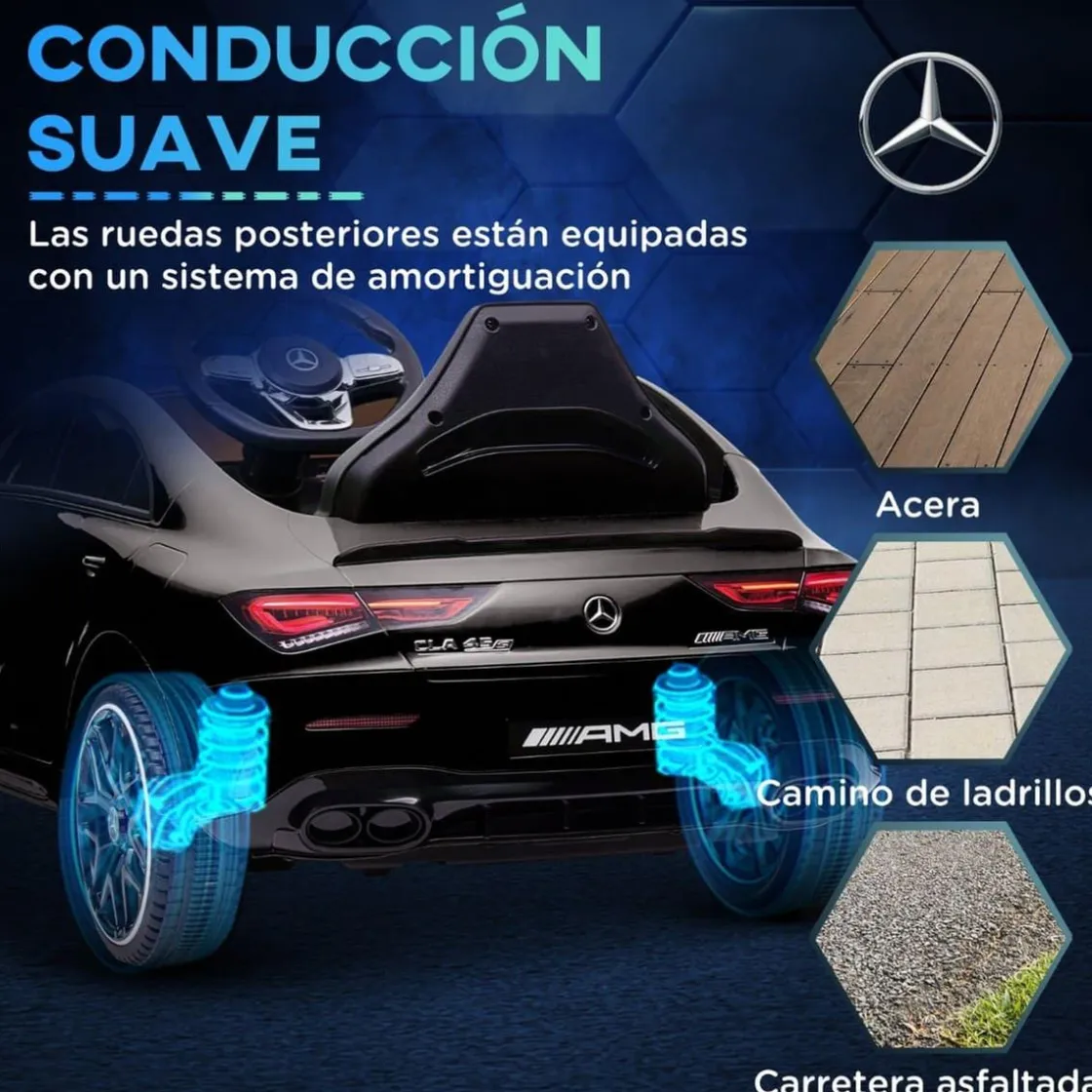 AIYAPLAY Homcom - Mercedes Benz AMG CLA 45 eléctrico Negro con mando