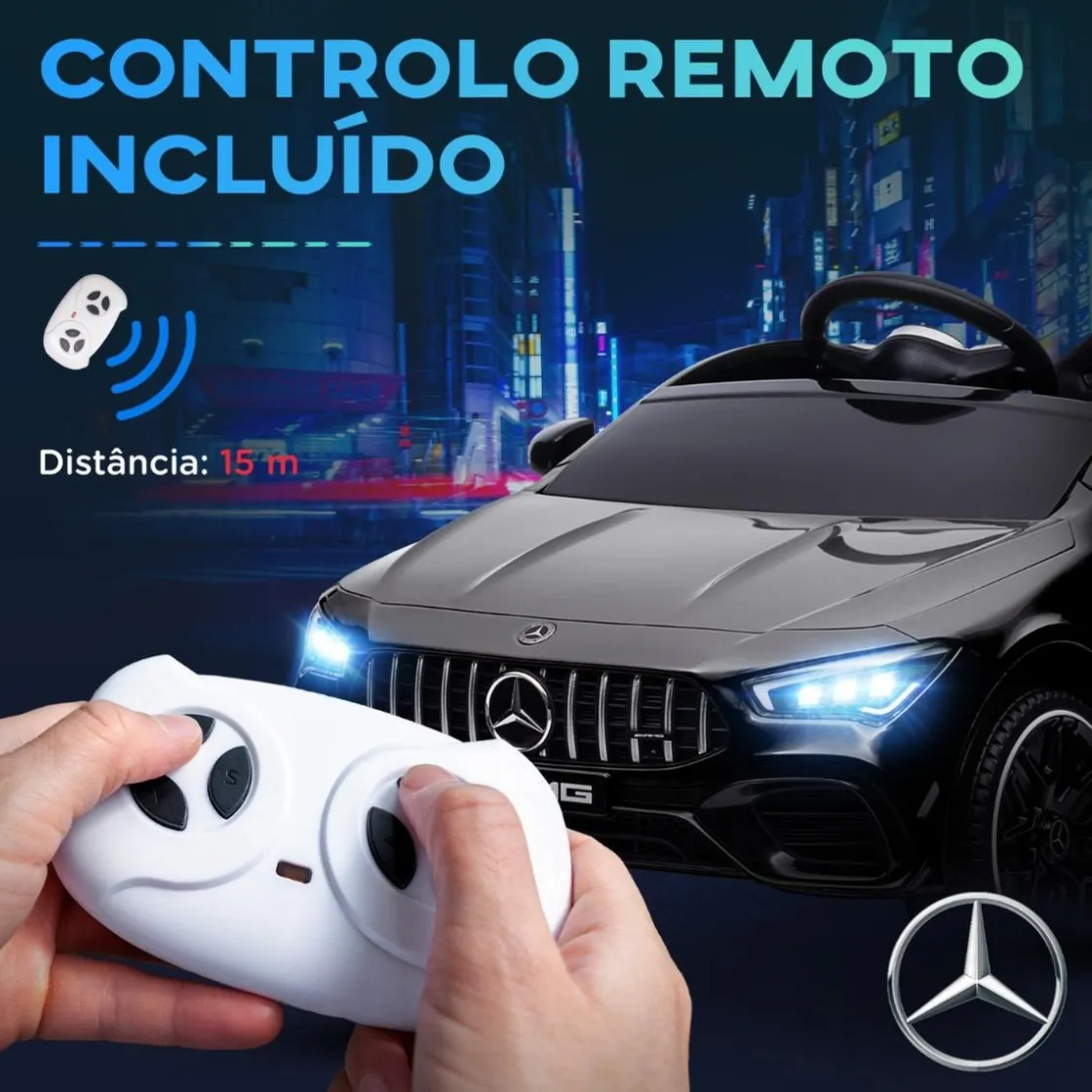AIYAPLAY Homcom - Mercedes Benz AMG CLA 45 eléctrico Negro con mando