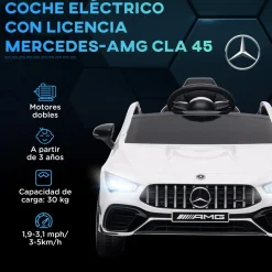 AIYAPLAY Homcom - Mercedes Benz AMG CLA 45 eléctrico Blanco con mando