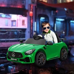 AIYAPLAY Homcom - Mercedes Benz AMG GTR eléctrico Verde con mando