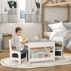 Homcom - Mesa + 2 sillas infantiles Blanco* Estilo De Vida