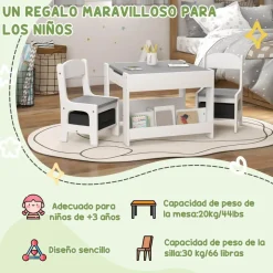 Homcom - Mesa + 2 sillas infantiles Blanco* Estilo De Vida