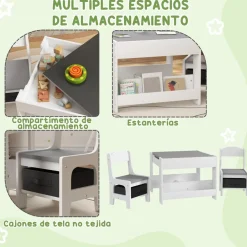Homcom - Mesa + 2 sillas infantiles Blanco* Estilo De Vida
