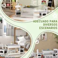 Homcom - Mesa + 2 sillas infantiles Blanco* Estilo De Vida