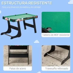 Homcom - Mesa multijuegos 6 en 1 plegable