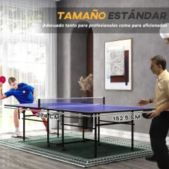 SPORTNOW Homcom - Mesa Ping Pong plegable con 4 ruedas