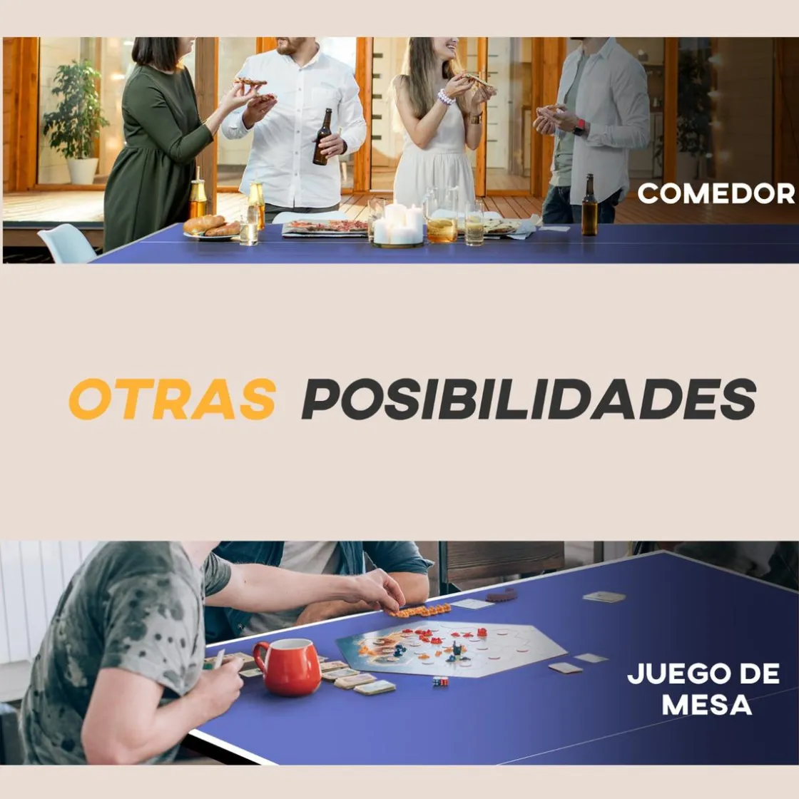 SPORTNOW Homcom - Mesa Ping Pong plegable con 4 ruedas