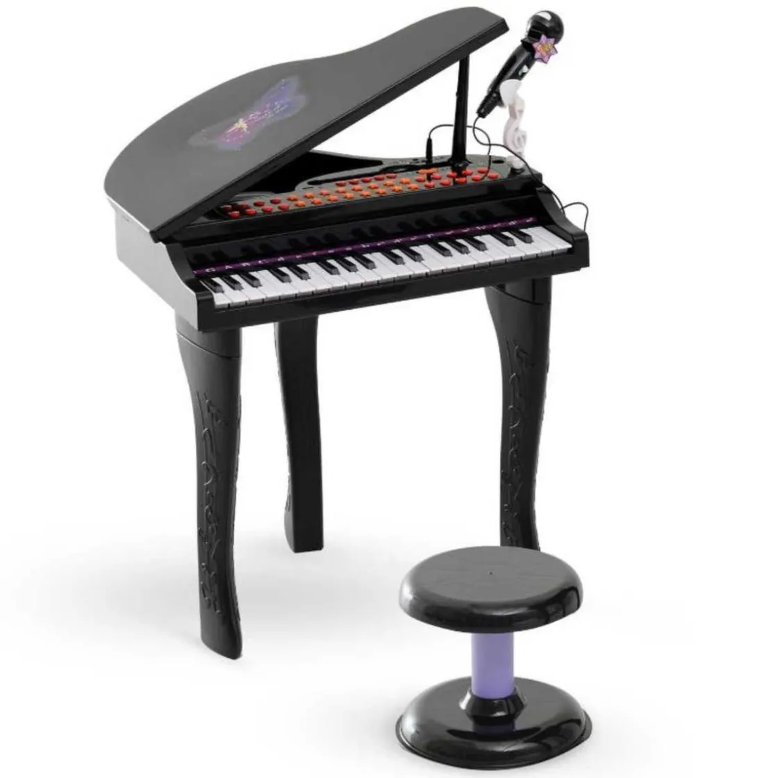 Homcom - Mini Piano Electrónico de Juguete Negro