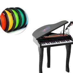 Homcom - Mini Piano Electrónico de Juguete Negro