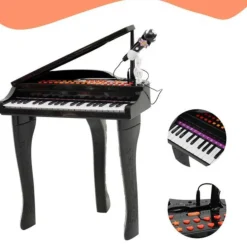 Homcom - Mini Piano Electrónico de Juguete Negro