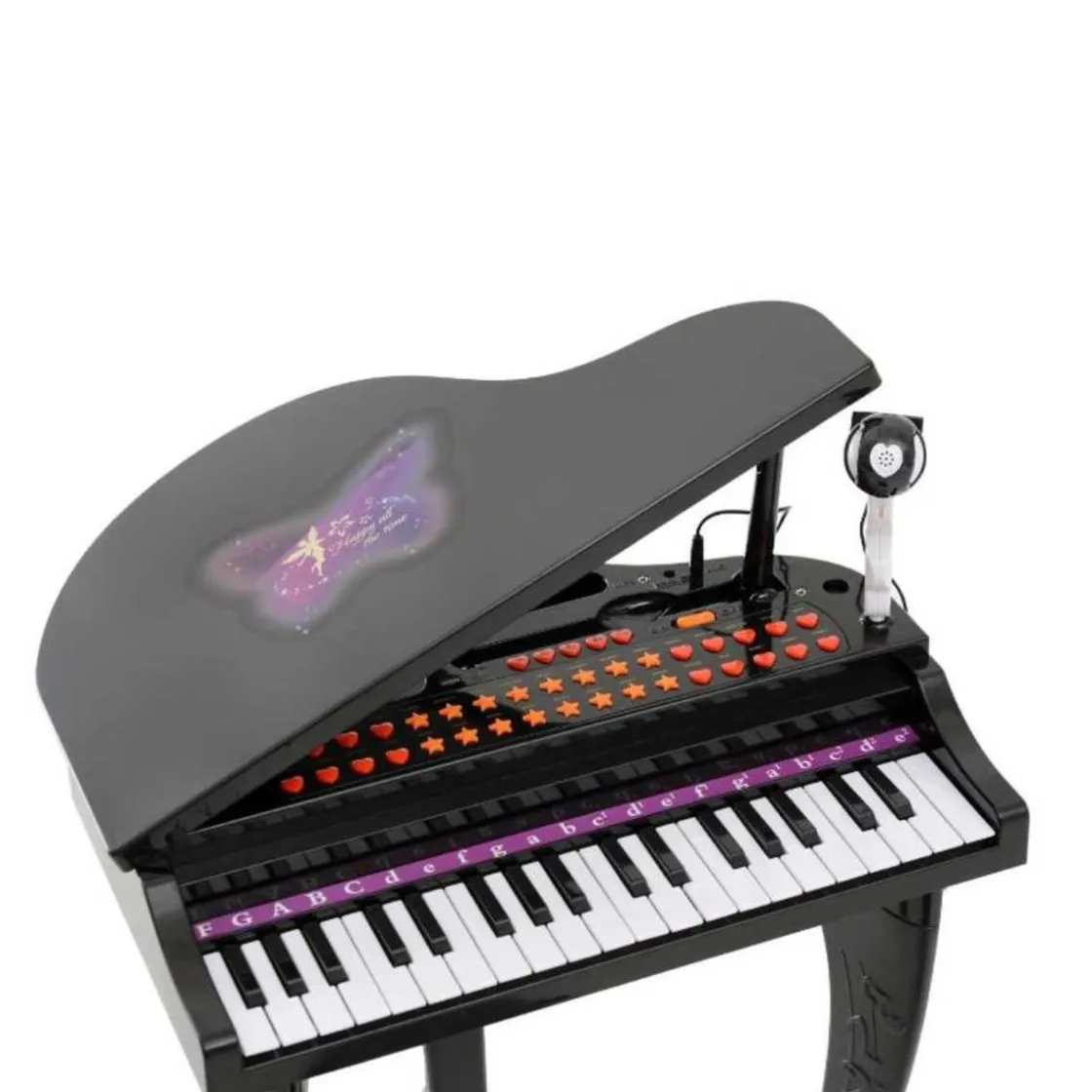 Homcom - Mini Piano Electrónico de Juguete Negro