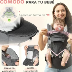 AIYAPLAY Homcom - Mochila portabebés ajustable