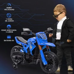 AIYAPLAY Homcom - Moto eléctrica batería 6 V Azul* Vehículos De Batería O A Pedales