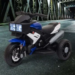 Homcom - Moto eléctrica batería 3 ruedas Trimoto Negro y Azul* Vehículos De Batería O A Pedales