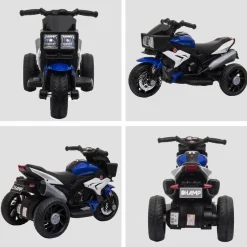 Homcom - Moto eléctrica batería 3 ruedas Trimoto Negro y Azul* Vehículos De Batería O A Pedales