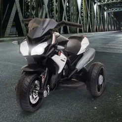 Homcom - Moto eléctrica batería 3 ruedas Trimoto Negro y Blanco* Vehículos De Batería O A Pedales