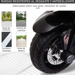 Homcom - Moto eléctrica batería 3 ruedas Trimoto Negro y Blanco* Vehículos De Batería O A Pedales