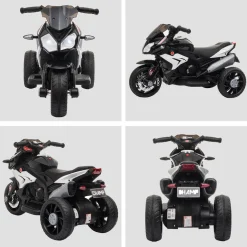Homcom - Moto eléctrica batería 3 ruedas Trimoto Negro y Blanco* Vehículos De Batería O A Pedales