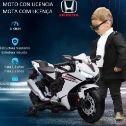 Homcom - Moto eléctrica Honda blanca* Vehículos De Batería O A Pedales