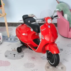 Homcom - Moto eléctrica infantil roja - Vespa Scooter* Vehículos De Batería O A Pedales