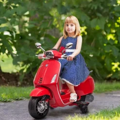 AIYAPLAY Homcom - Moto eléctrica infantil Vespa Rojo* Vehículos De Batería O A Pedales