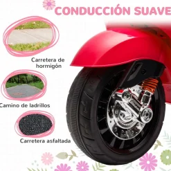 AIYAPLAY Homcom - Moto eléctrica infantil Vespa Rojo* Vehículos De Batería O A Pedales