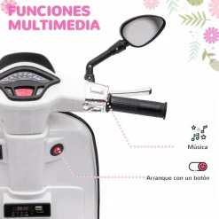 AIYAPLAY Homcom - Moto eléctrica infantil Vespa Blanco
