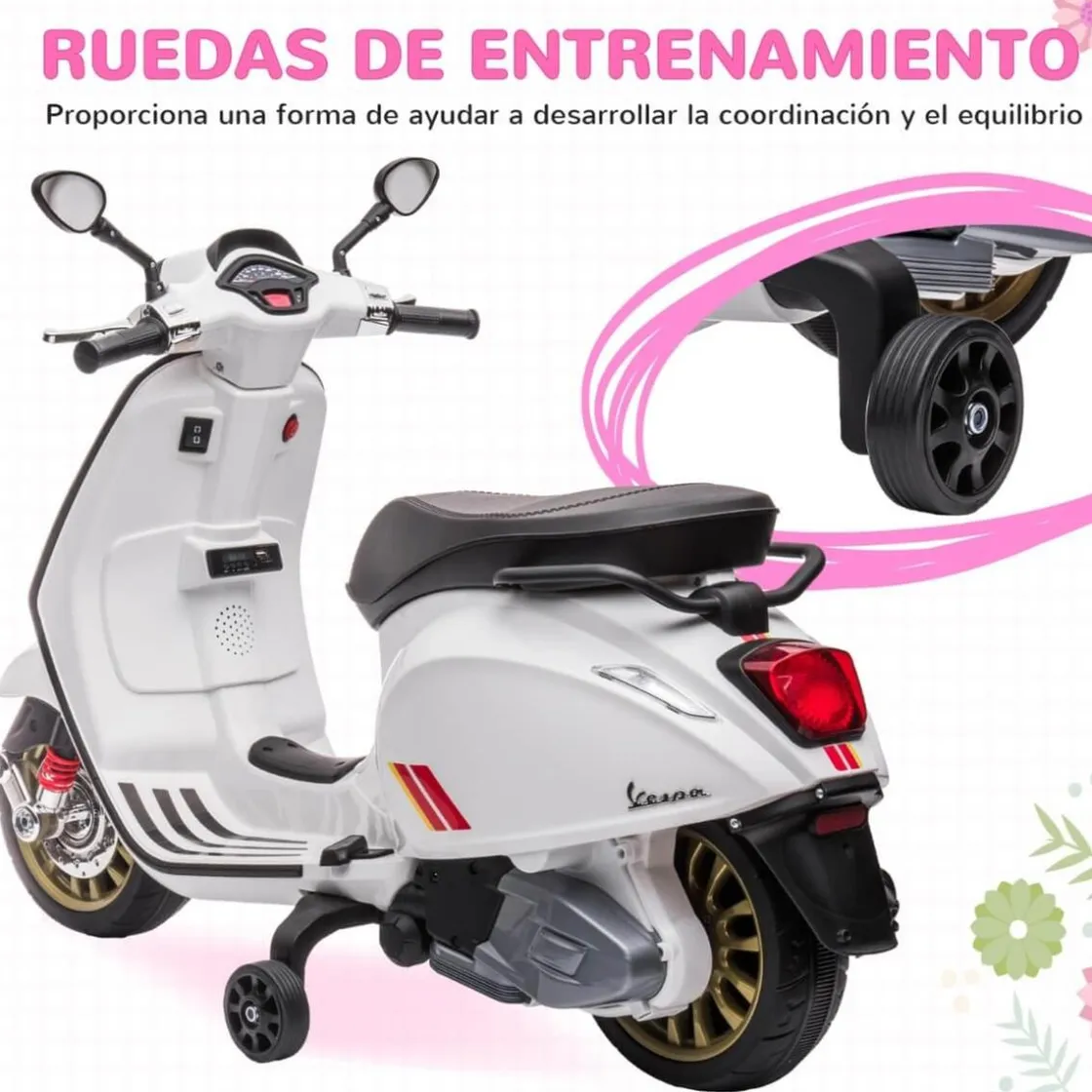 AIYAPLAY Homcom - Moto eléctrica infantil Vespa Blanco