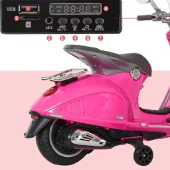 Homcom - Moto Eléctrica Vespa Infantil Rosa* Vehículos De Batería O A Pedales
