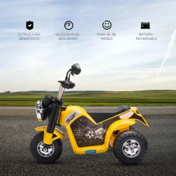 Homcom - Moto eléctriva 6V 3 ruedas amarillo
