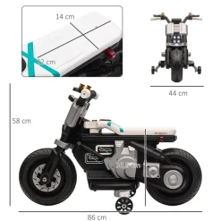 Homcom - Moto eléctriva 6V blanco/negro