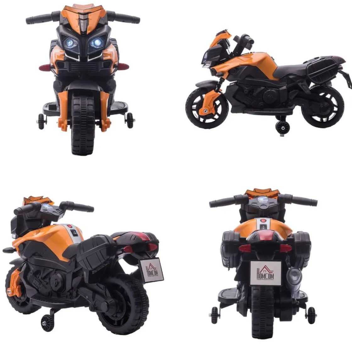 Homcom - Moto infantil eléctrica negra y naranja