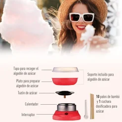 Homcom - Máquina Roja de Algodón de Azúcar* Figuras De Acción