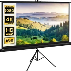 Homcom - Pantalla de proyección 84'' Negro