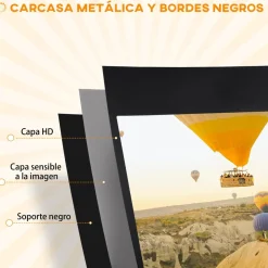 Homcom - Pantalla de proyección 100'' Negro