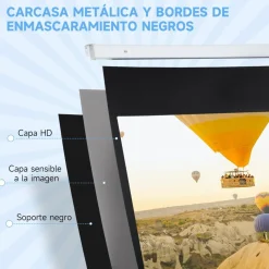 Homcom - Pantalla de proyección eléctrica 84'' Blanco con mando