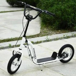 Homcom - Patinete Ajustable Para Niños Blanco/Negro