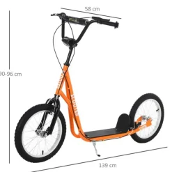 Homcom - Patinete Ajustable Para Niños Naranja